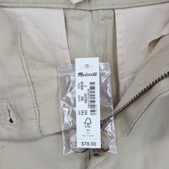 NWT Madewell The Harlow Short In Drapey Twill Pleated Vintage Khaki Tan Size 0 - Picture 9 of 10